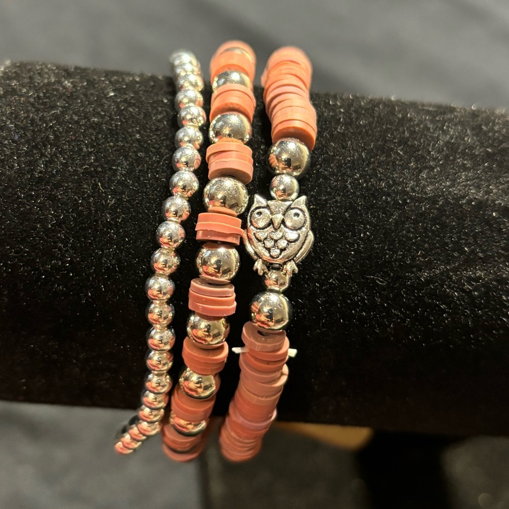 🐠 Owl clay bracelet set